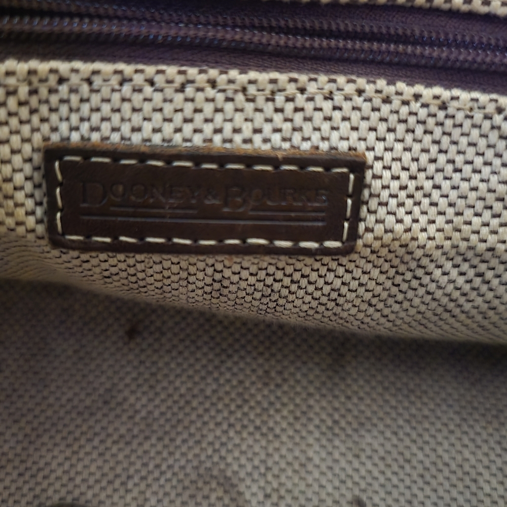 Dooney & Bourke Double Pocket w/ Locks Leather / Signature Canvas Satchel Purse - Picture 7 of 10